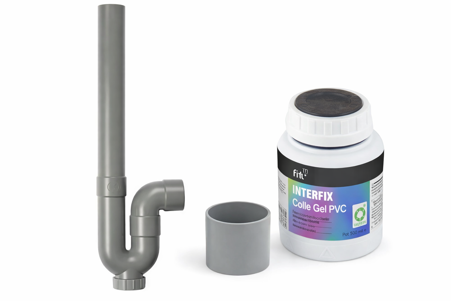 Kit siphon machine à laver Ø40 – Siphon + manchon + colle