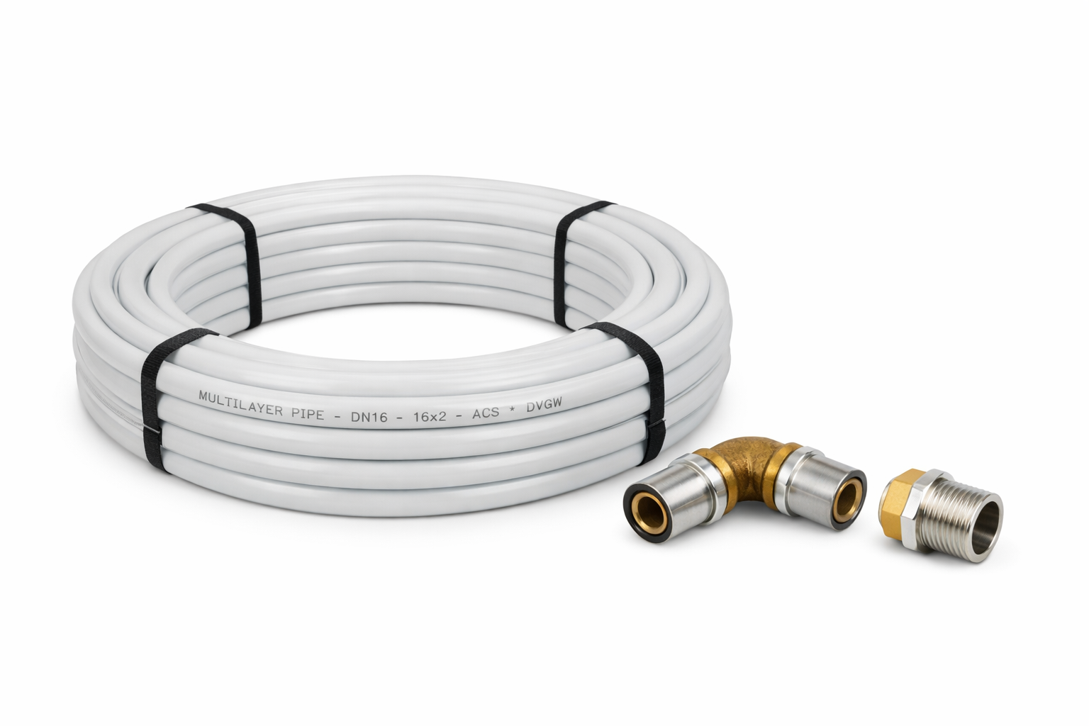 Kit alimentation lavabo multicouche Ø16 – Couronne 25 m + raccords